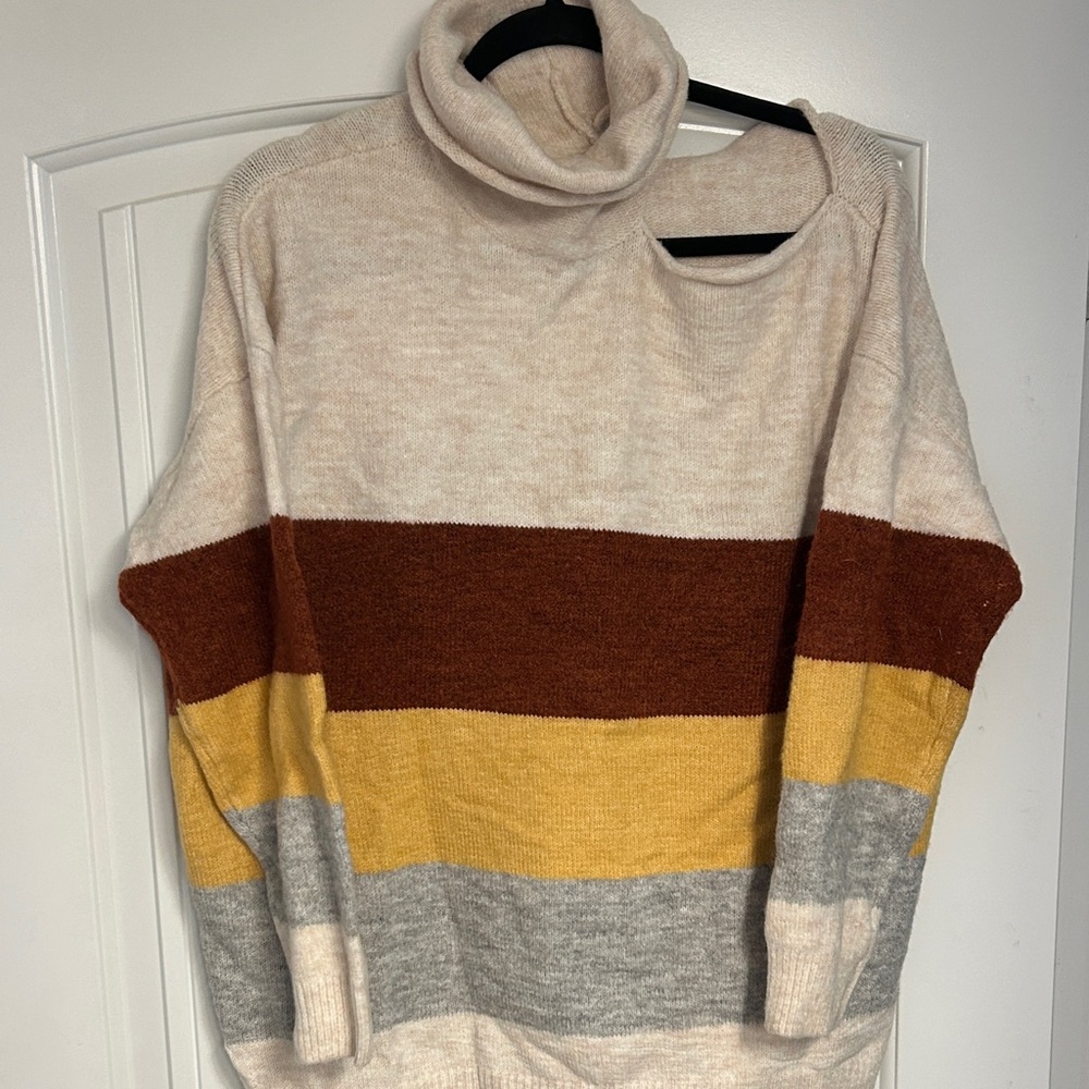 Macaron Multicolor Striped Turtleneck Sweater - image 1